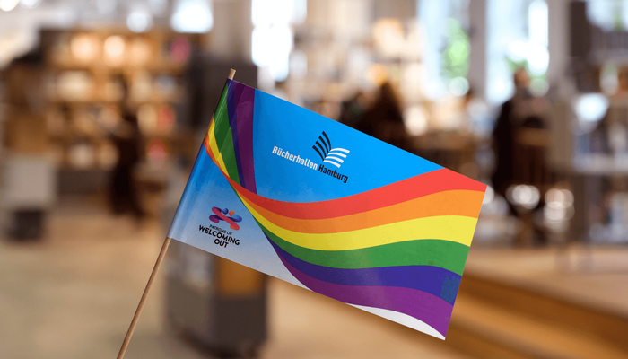 Pride Fahne der Bücherhallen Hamburg