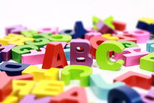 ausgebreitete Holzbuchstaben mit dem Schriftzug ABC