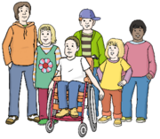 Eine Gruppe von Kindern und Jugendlichen