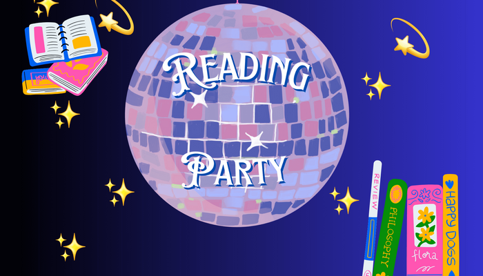 Motiv Reading Party Disco Kugel und Bücher