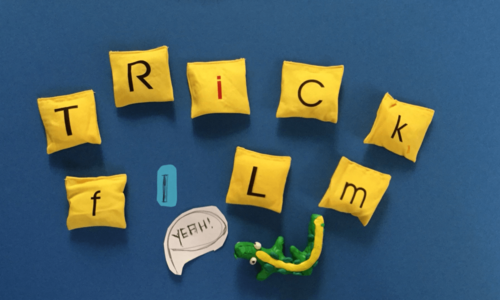 Motiv Trickfilm Workshop mit gelben Buchstaben