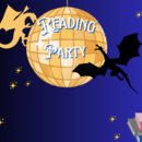 Text: Reading Party - illustriertes Bild von einer Discokugel