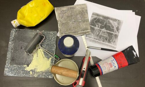 Zusammenstellung von Druck-Utensilien
