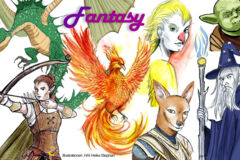 Zeichnungen verschiedener Fantasyfiguren