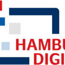Logo "Hamburg digital" in großen, roten Lettern auf weißem Hintergrund.