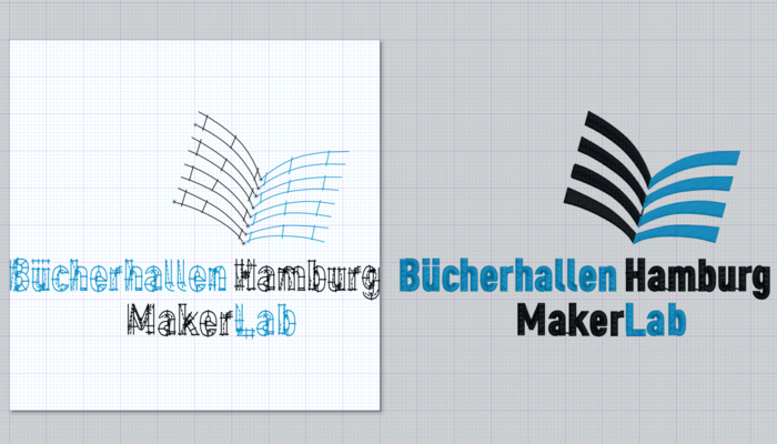 das gestickte Logo der Bücherhallen
