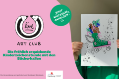 Aufschrift "LIve Art CLub" und weihnachtliches Bild
