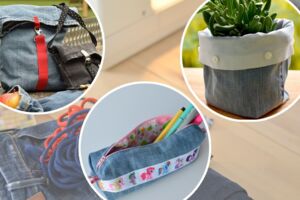 verschiedene kleine Nähprojekte aus Jeans, Collage