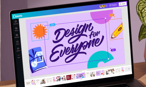 Canva wird auf Laptop angezeigt