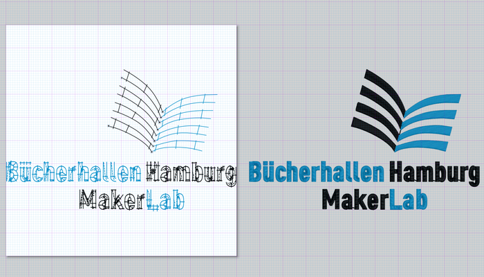 das gestickte Logo der Bücherhallen