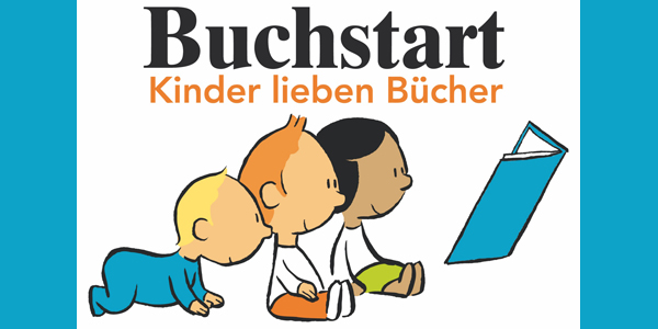 Illustration: Drei Kleinkinder betrachten ein Buch