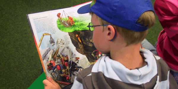 Junge liest in einem Buch