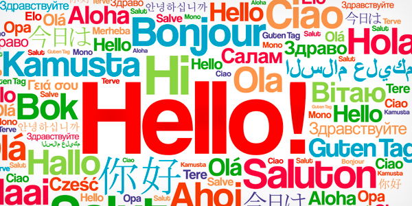 Illustration: Das Wort "Hallo" in verschiedenen Sprachen