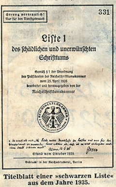 Sogenannte Schwarze Liste der Nationalsozialisten