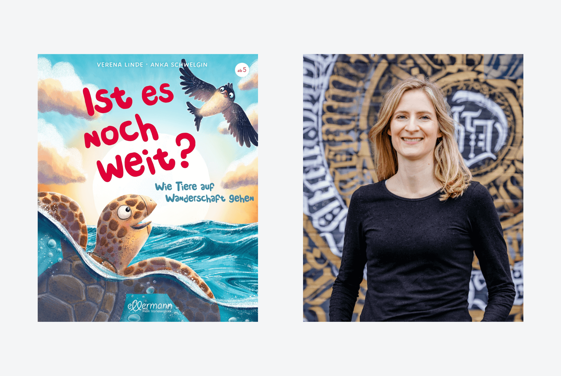 Buchcover "Ist es noch weit" und Portrait Verena Linde