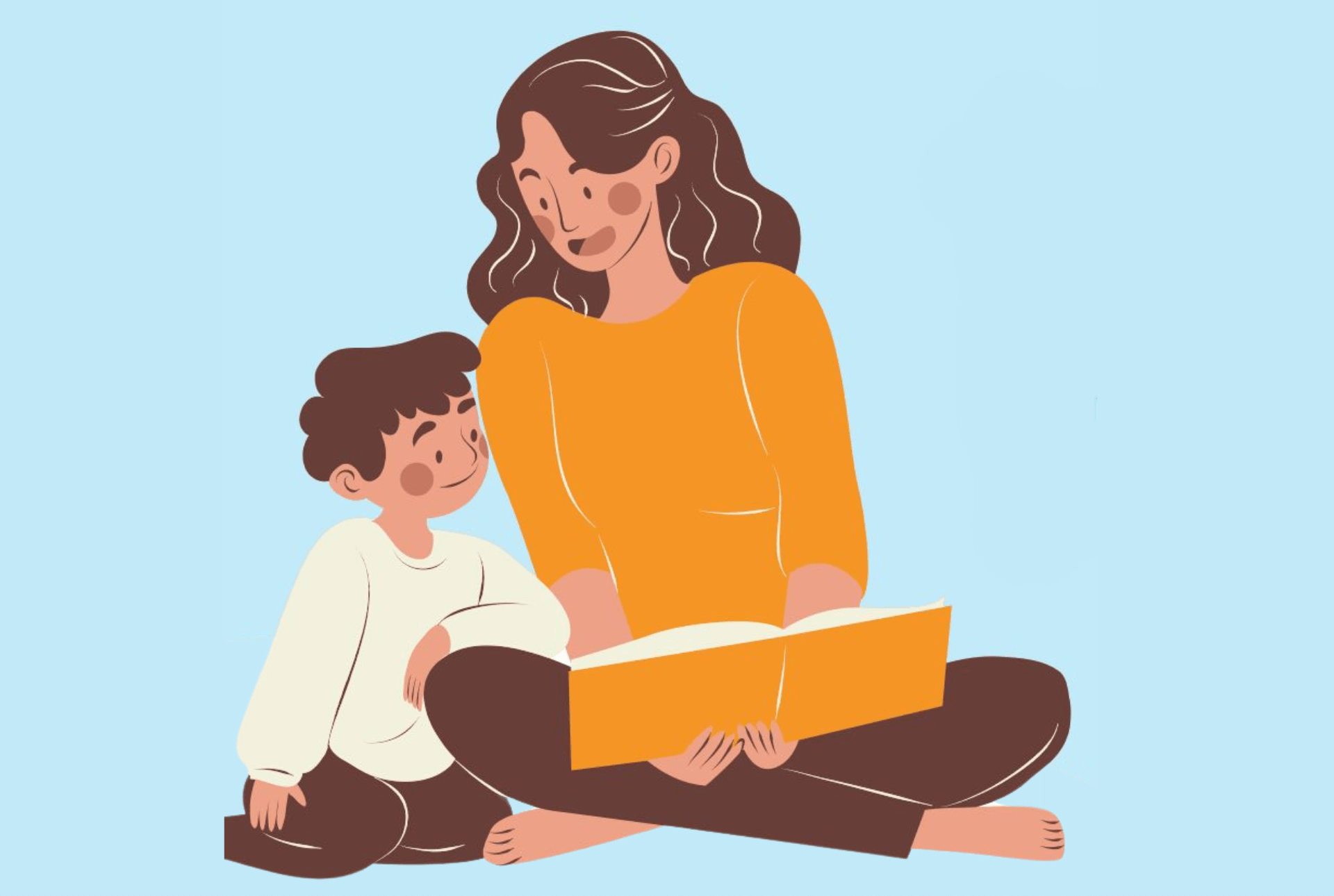 Illustration Mutter liest Kind vor