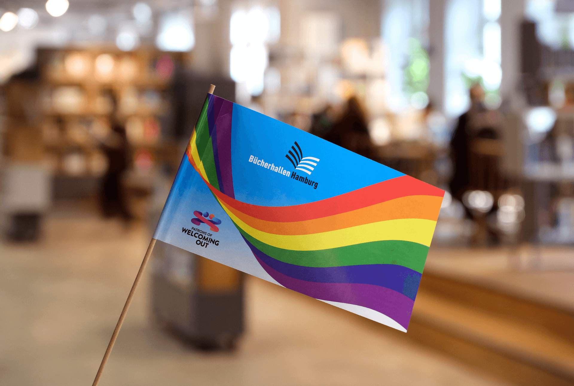 Pride Fahne der Bücherhallen Hamburg