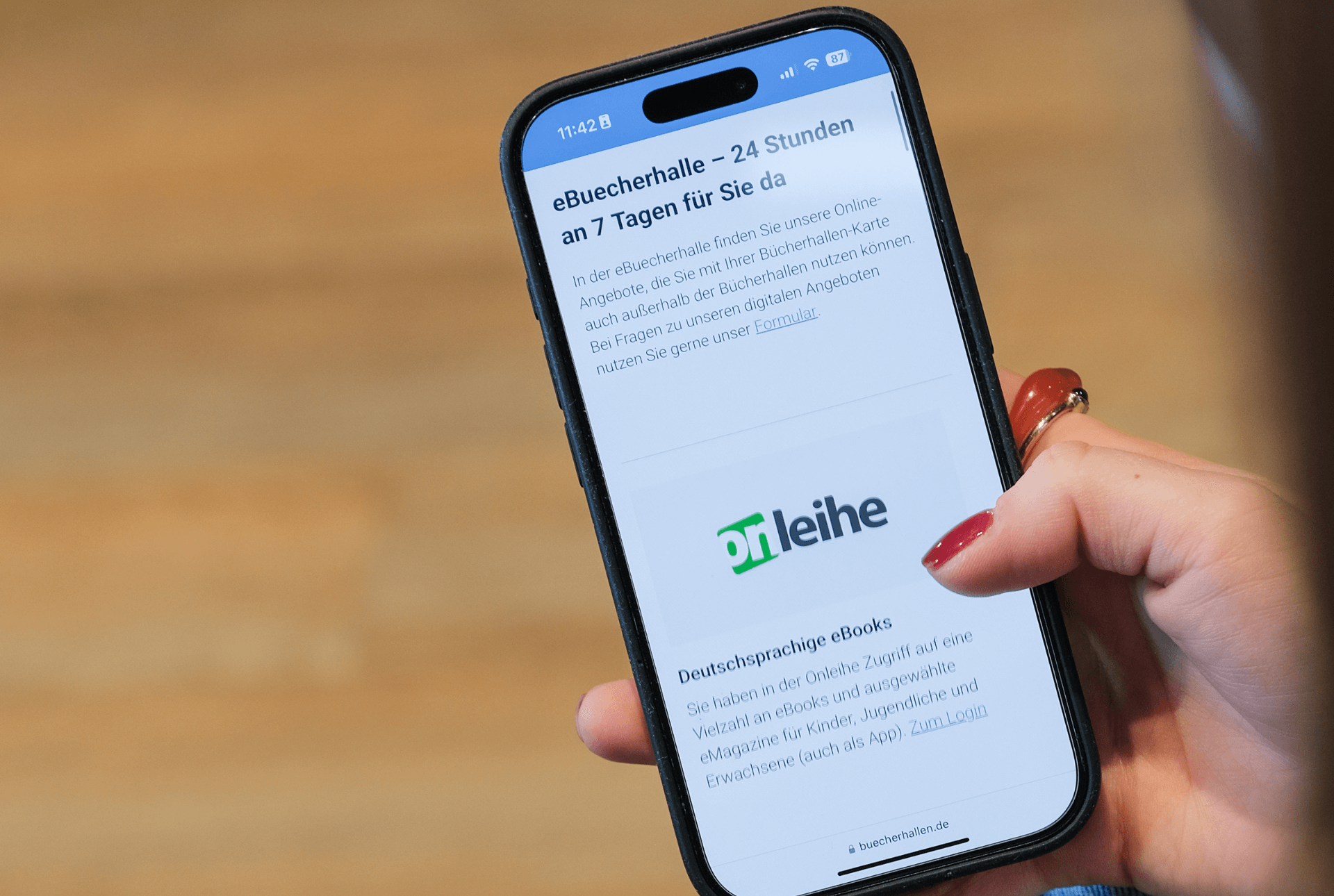 Website Bücherhallen Onleihe