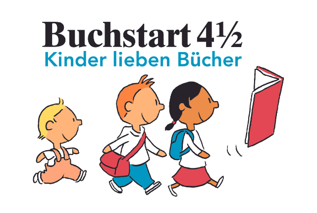 Logo, Buchstart, 3 Kinder, Buch